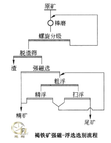 褐铁矿强磁-浮选选别流程