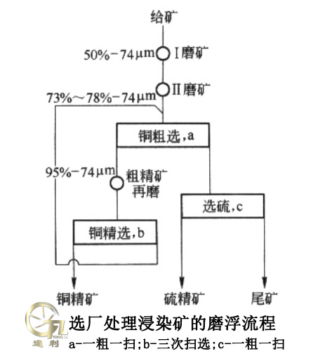 选厂处理浸染矿的磨浮流程